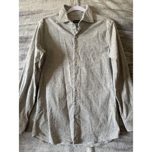 Proper Cloth Mens Albini Beige Melange Fine Stretch Corduroy Dress Shirt Medium